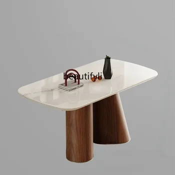 Итальянские дизайнерские обеденные столы и стулья Прямоугольный обеденный стол в современном минималистичном стиле из мрамора в современном бесшумном стиле