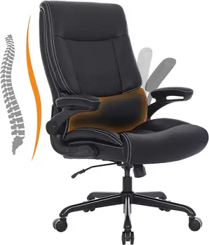 Большой и высокий офисный стул, кресло для руководителя весом 500 фунтов с поясничной поддержкой, эргономичное компьютерное кресло из искусственной кожи