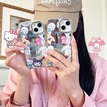 Y2K Hello Kittys Kuromi Sanrio iPhone14 Зеркальный Чехол Для Телефона Kawaii Аниме Милая Защитная Оболочка 13 12 11Plus Pro Max Игрушки Для Девочек