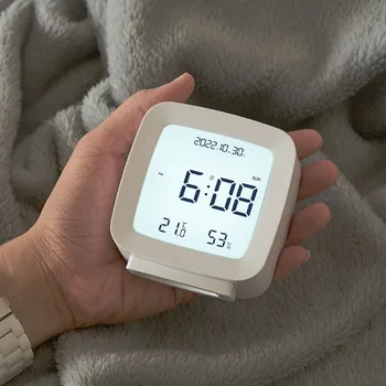 Черный Цифровой будильник Регулируемые Белые Пластиковые Электронные часы Календарь Неделя Ночник Дисплей ЖКЭкран Часы для дома