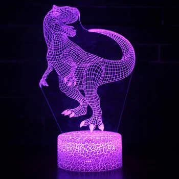 Nighdn Лампа с Динозавром Светодиодный 3D Ночник для Декора комнаты, 7 Цветов, Меняющий Динозавра, Подарок для Детей, Мальчиков, День Рождения, Рождество