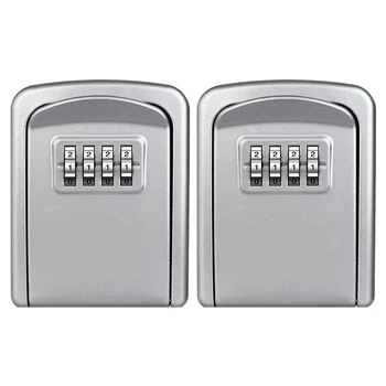 Коробка с 2-кратным замком для ключей, настенная коробка с 4-значным кодовым замком для ключей от дома, защищенная от атмосферных воздействий коробка для хранения ключей безопасности