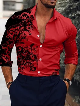 2024 Мужские рубашки Мода Роскошь Досуг Спорт на открытом воздухе Мужская Красная Мягкая Удобная Высококачественная ткань Классический Топ большого размера