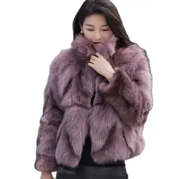 Осенне-зимняя новая шуба из лисьего меха, женская короткая модная свободная корейская версия пальто из натурального меха с квадратным воротником.